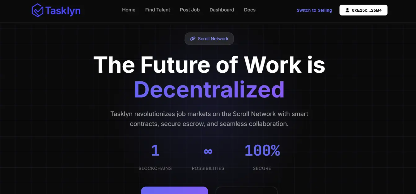 Tasklyn Web3 Landing Page screenshot